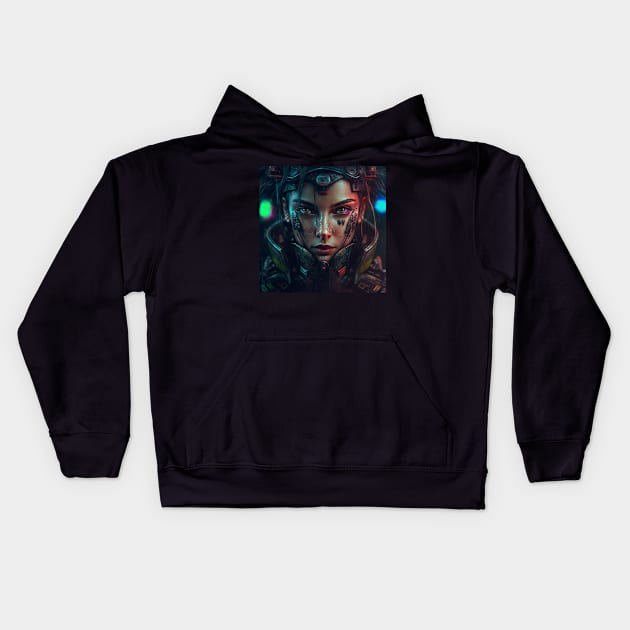 Post Apocalypse Series Lady Goldeye Kids Hoodie by AICreateWorlds